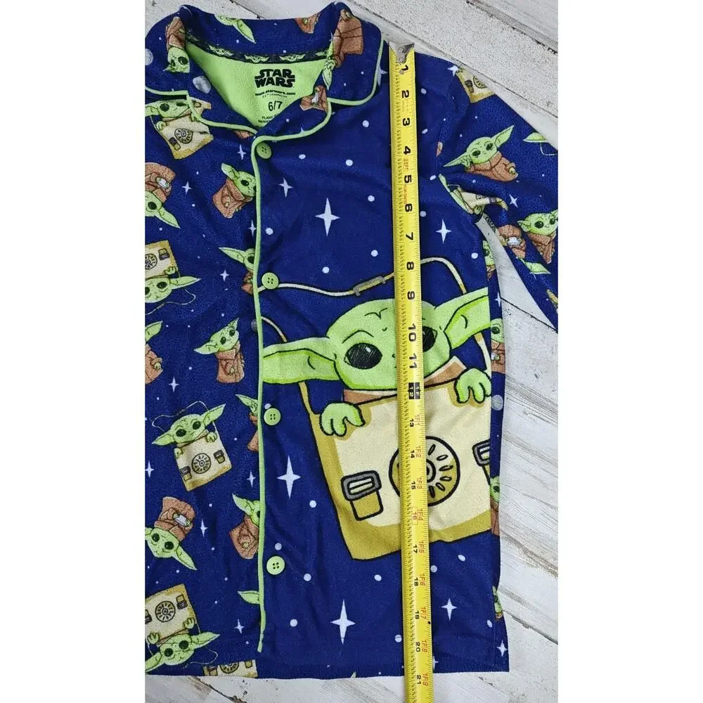 Sleepwear Boys' Star Wars Mandalorian The Child Grogu Blue Flannel Pajamas 6/7